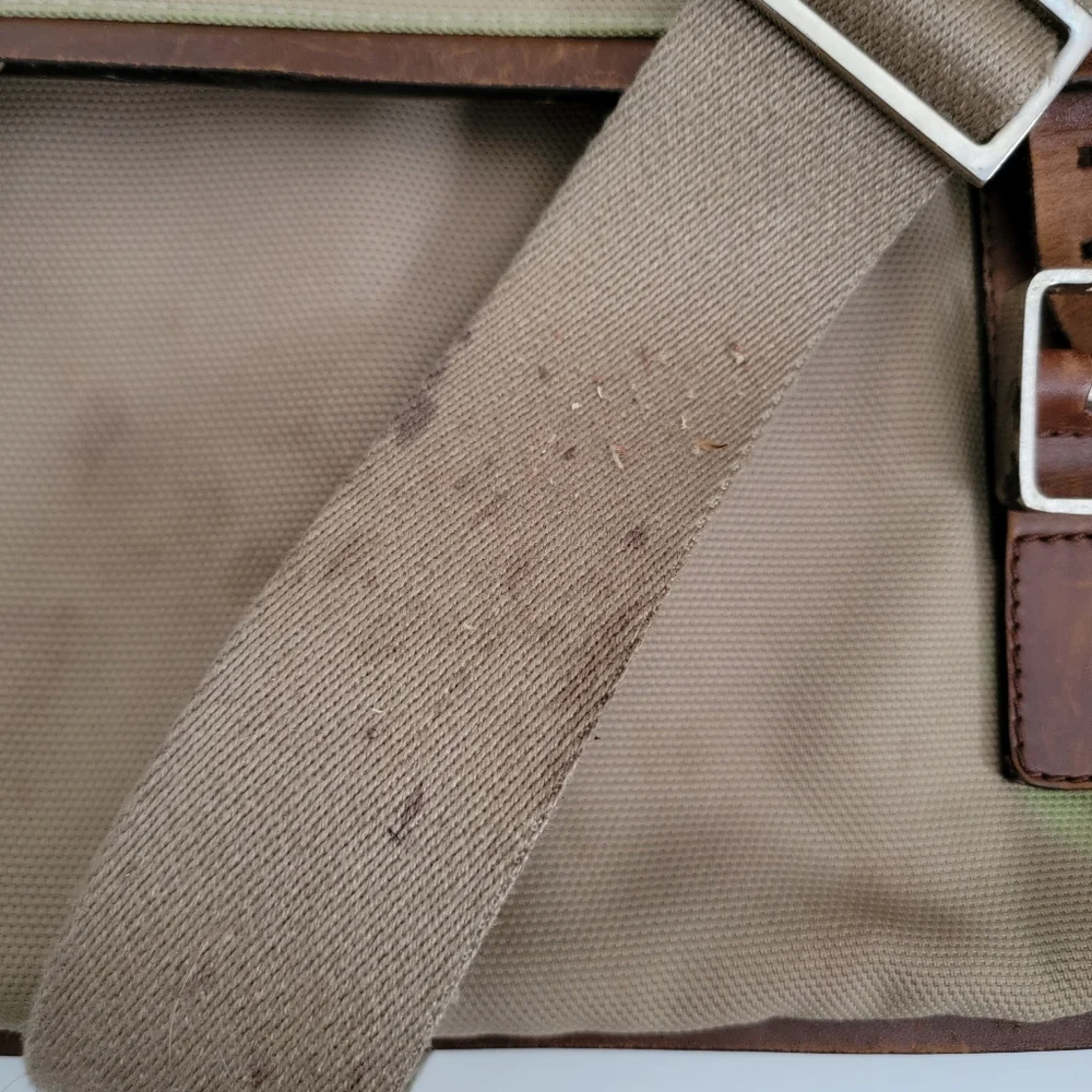 Vintage Bally Laptop Soft Briefcase Beige Nylon Brown Leather Messenger Bag
